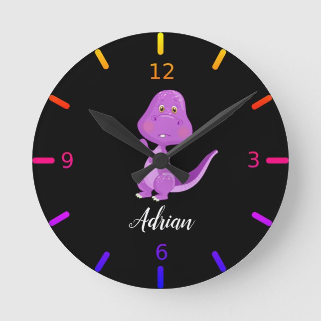 Personalized Baby Dinosaur Round Clock (Front)