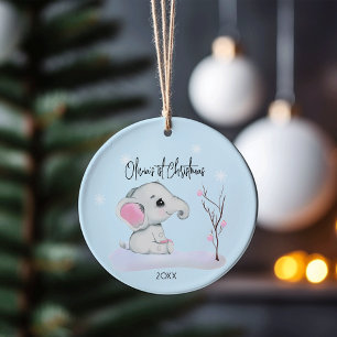 Personalized Baby Elephant, Baby's First Christmas Ceramic Tree Decoration