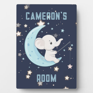 Personalized Baby Elephant Fishing 4 Stars Plaque