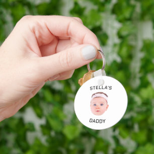 Personalized Baby Face Photo Dad Gift Key Ring
