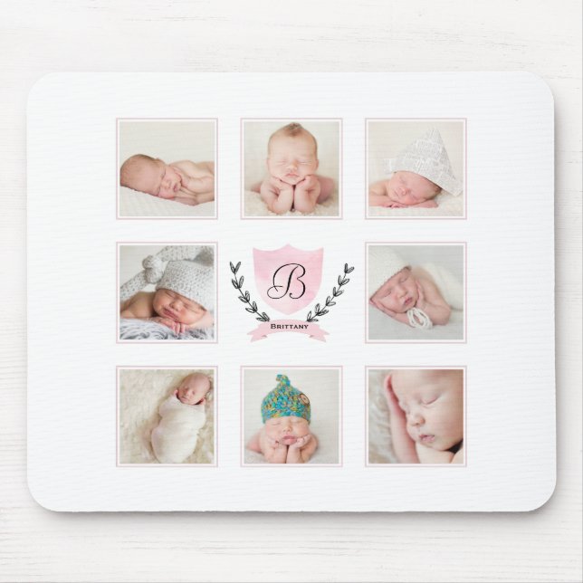 PERSONALIZED BABY GIRL PHOTO COLLAGE MOUSE MAT (Front)