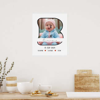 Personalized Baby Letter B With Border - Poster