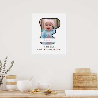 Personalized Baby Letter F With Border - Poster