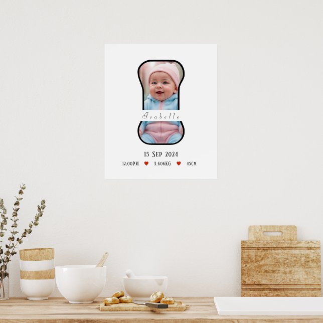 Personalized Baby Letter I With Border - Poster (Kitchen)