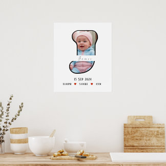 Personalized Baby Letter J With Border- Poster
