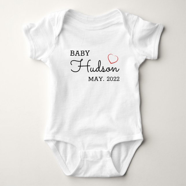 Personalized Baby Name Announcement Bodysuit (Front)