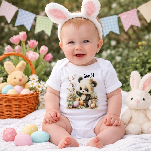 Personalized Baby Panda Easter Illustration  Bodysuit (Creator Uploaded)