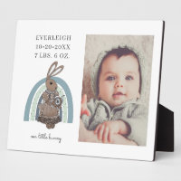 Personalized Baby Photo Bunny Rainbow Birth Stats