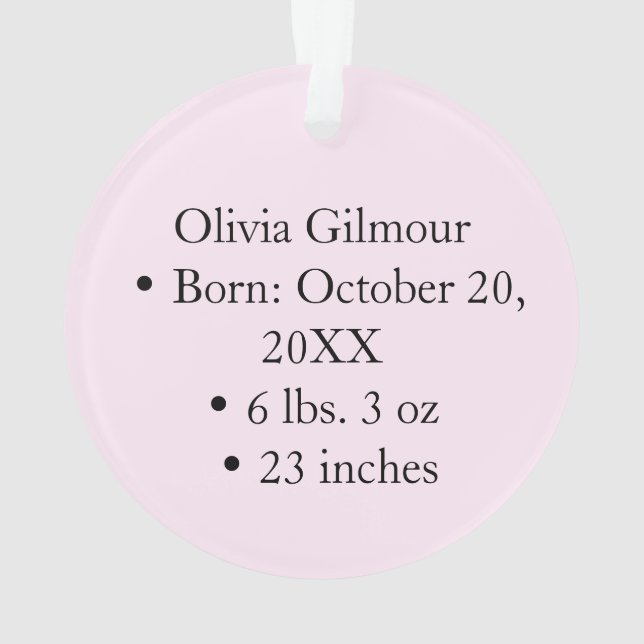 Personalized Baby’s First Christmas  Ornament (Back)