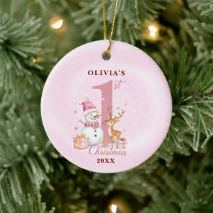 Personalized Baby’s First Christmas Snowman Ceramic Tree Decoration