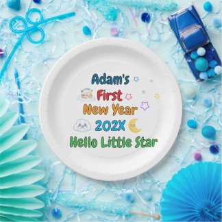 Personalized Baby’s First New Year – Cute Design P Paper Plate