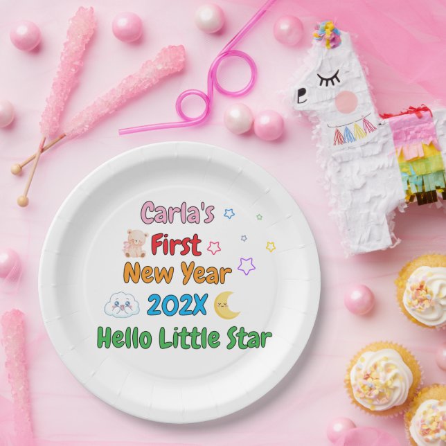 Personalized Baby’s First New Year – Cute Design Paper Plate (Party)