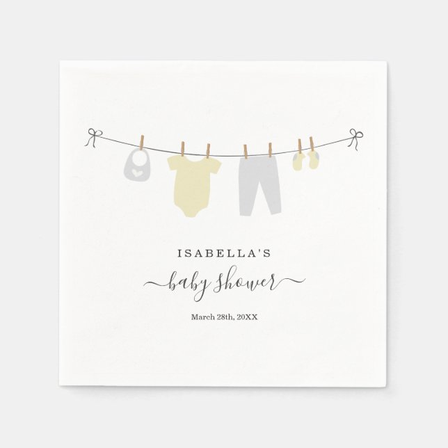 Personalized Baby Shower Gender Neutral Yellow Napkin (Front)