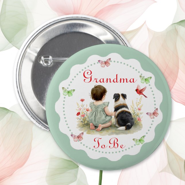 Personalized Baby Shower | Grandma To Be 6 Cm Round Badge (Creator Uploaded)
