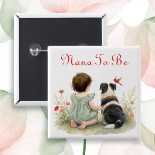 Personalized Baby Shower Nana To Be 15 Cm Square Badge