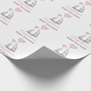 Personalized BABY SHOWER Pink Elephant GIRL Wrapping Paper
