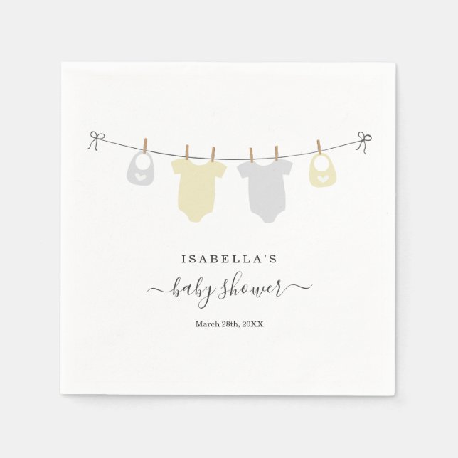 Personalized Baby Shower Twins Gender Neutral Napkin (Front)