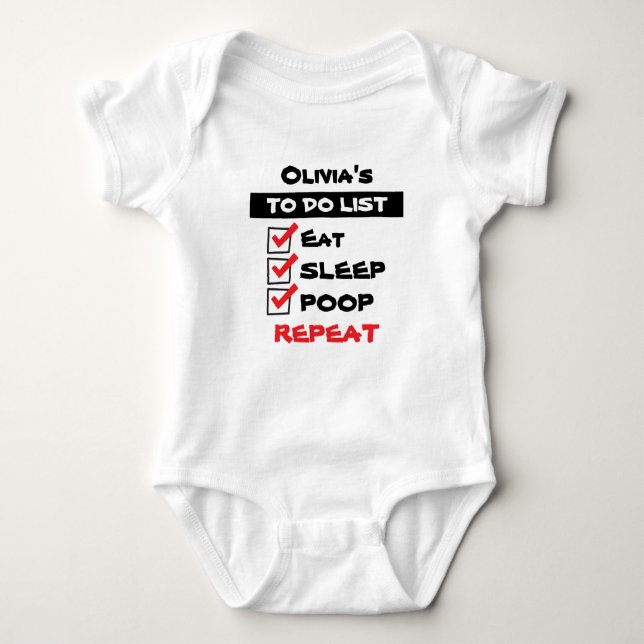 Personalized Baby TO DO LIST Bodysuit (Front)