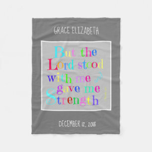 Personalized Baby, w/ Verse from Timothy (rainbow) Fleece Blanket