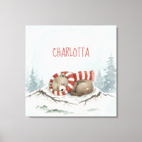 Personalized Baby Wall Art, Sleeping Bear Nursery 