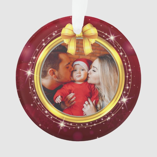 Personalized Baby's First Christmas Photo Keepsake Ornament (Front)