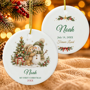 Personalized Baby's First Christmas Teddy Bear Ceramic Tree Decoration
