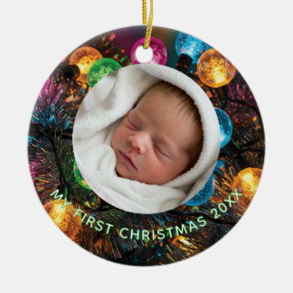 Personalized Baby's First Christmas with Photo Ceramic Tree Decoration
