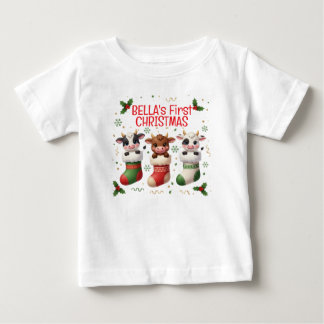 Personalized Baby's First Cow Christmas Tee