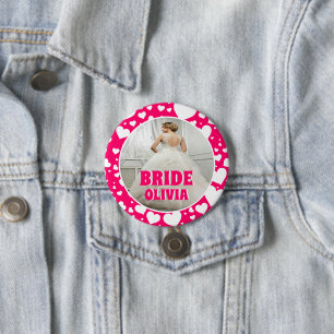 Personalized Bachelorette Bride Photo  7.5 Cm Round Badge