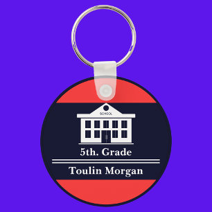 Personalized Back to School 5th. Grade Key Ring