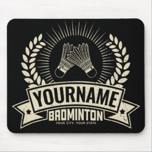 Personalized Badminton Player Name Racquet Sports  Mouse Mat
