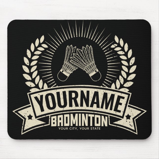 Personalized Badminton Player Name Racquet Sports  Mouse Mat (Front)