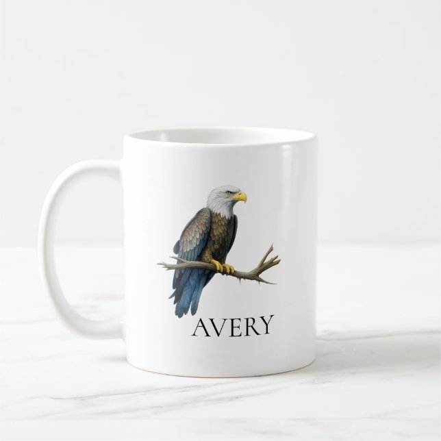 Personalized Bald Eagle Mug, Bald Eagle Lover, Gif Coffee Mug (Left)