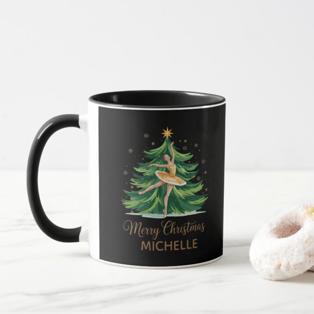 Personalized Ballerina ballet dancer christmas  Mug (With Donut)