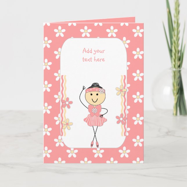 Personalized ballerina birthday thank you card (Front)