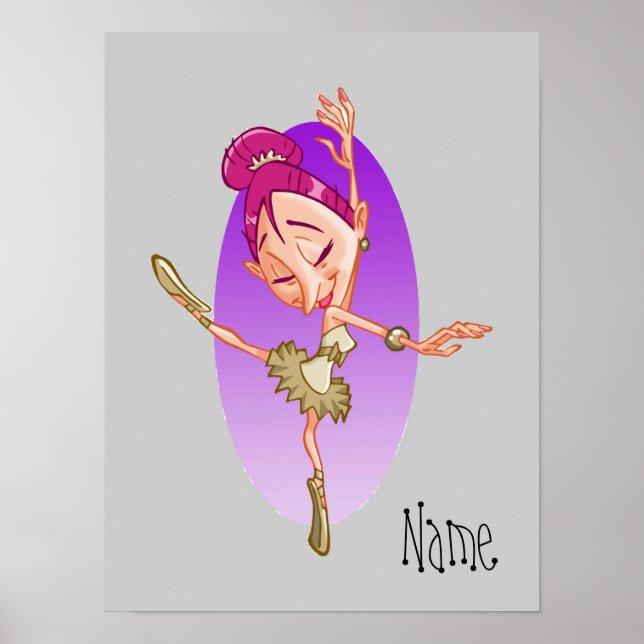 Personalized ballerina dancer cartoon poster (Front)