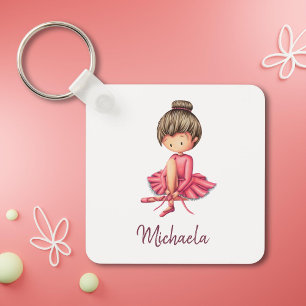 Personalized ballerina keychain. Ballerina gift Key Ring