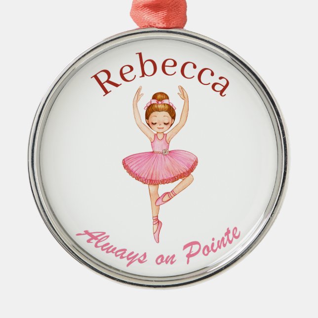 Personalized Ballet Dance, Custom Pink Tutu Gift  Metal Tree Decoration (Front)