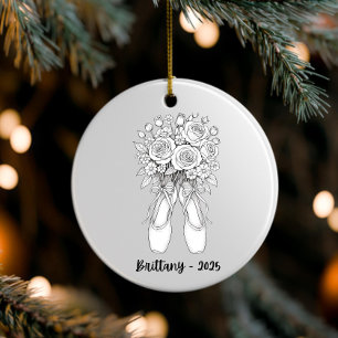 Personalized Ballet Ornament, Pointe Shoes  Ceramic Tree Decoration