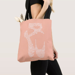 Personalized Ballet Shoe Typgography  Tote Bag