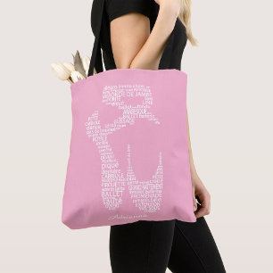 Personalized Ballet Shoe Typgography Tote Bag