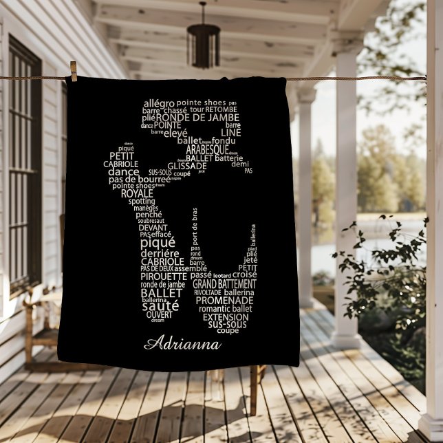 Personalized Ballet Shoe Typography  Fleece Blanket (Creator Uploaded)