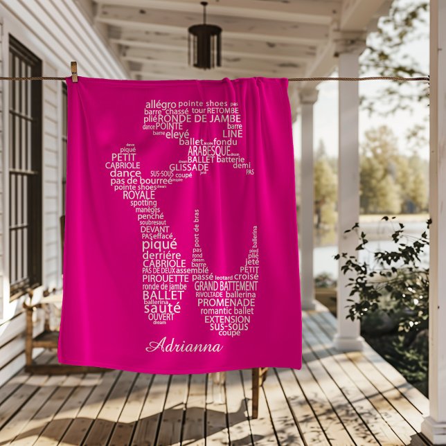 Personalized Ballet Shoe Typography  Fleece Blanket (Creator Uploaded)