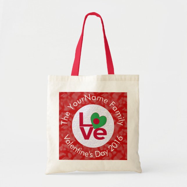 Personalized Bangladeshi Red LOVE Flag Tote Bag (Front)