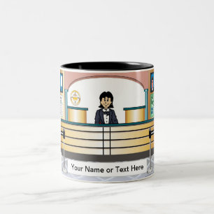 Personalized Bank Teller - Female Cartoon Two-Tone Coffee Mug