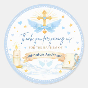 Personalized Baptism Thank You Sticker for Boy