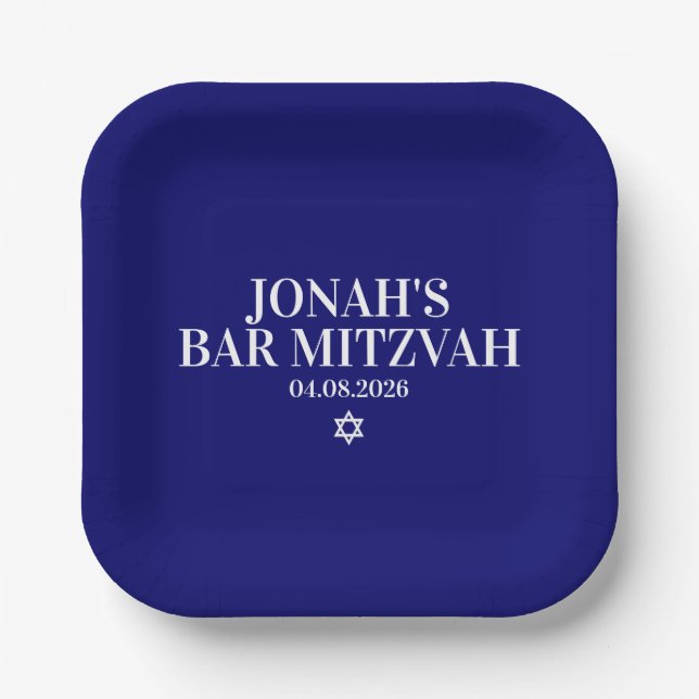 Personalized Bar Mitzvah Paper Plate (Front)