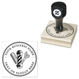 Personalized barber Round Rubber Stamp