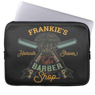 Personalized Barber Shop Retro Haircuts Shaves Laptop Sleeve