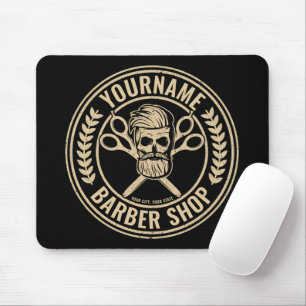 Personalized Barber Shop Skull Rockabilly Salon   Mouse Mat
